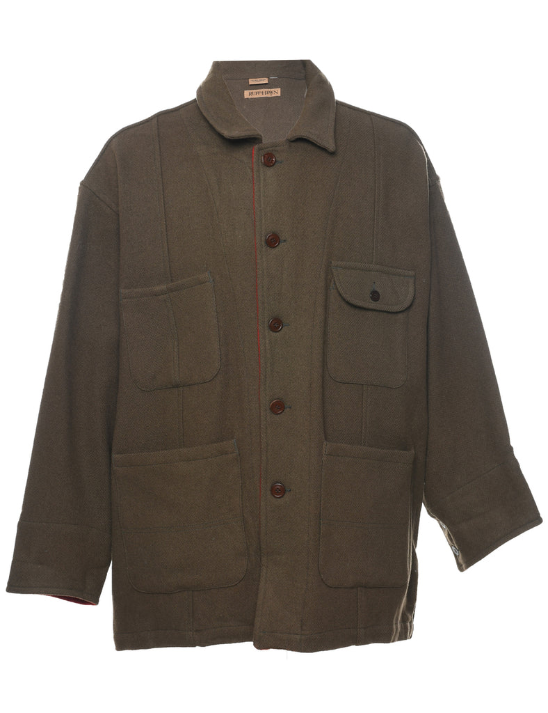 Olive Green Wool Coat - L