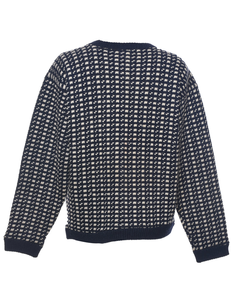 Patterned Navy Jumper - XL