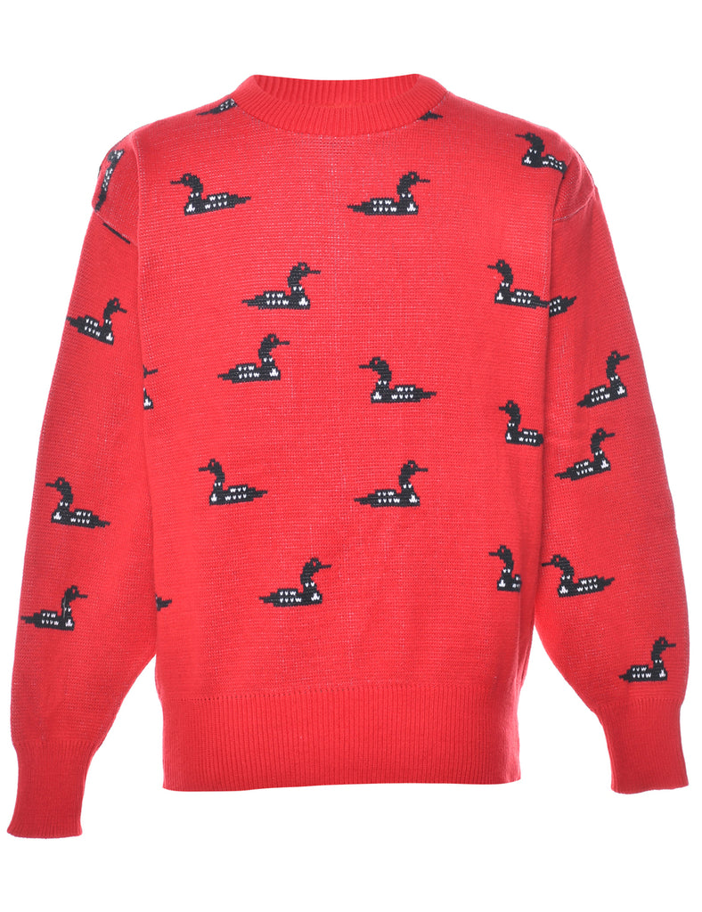 Patterned Red Jumper - L