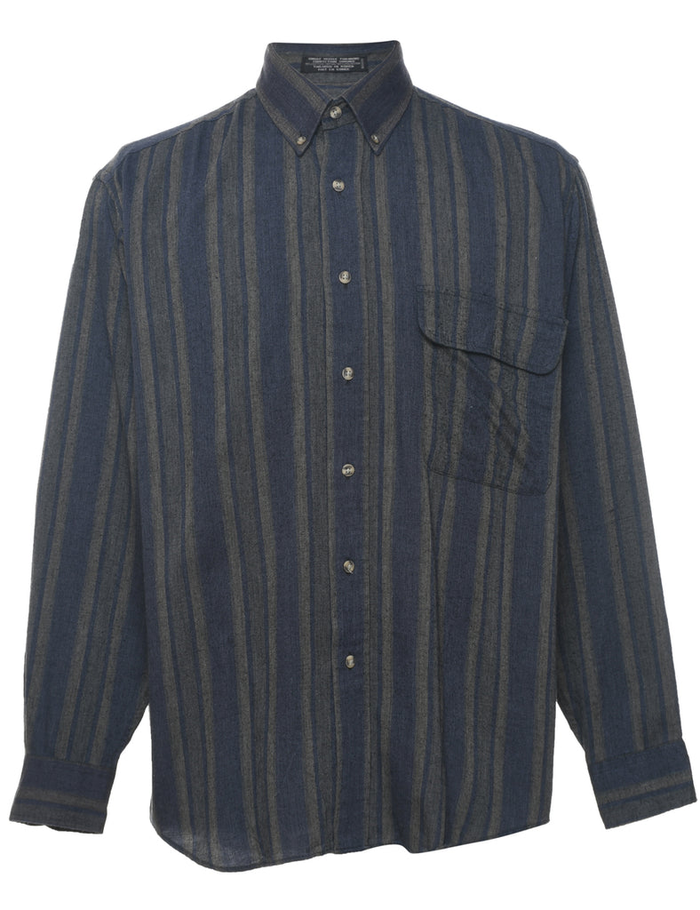 Pierre Cardin Striped Navy & Grey Shirt - M