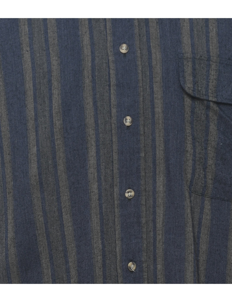 Pierre Cardin Striped Navy & Grey Shirt - M