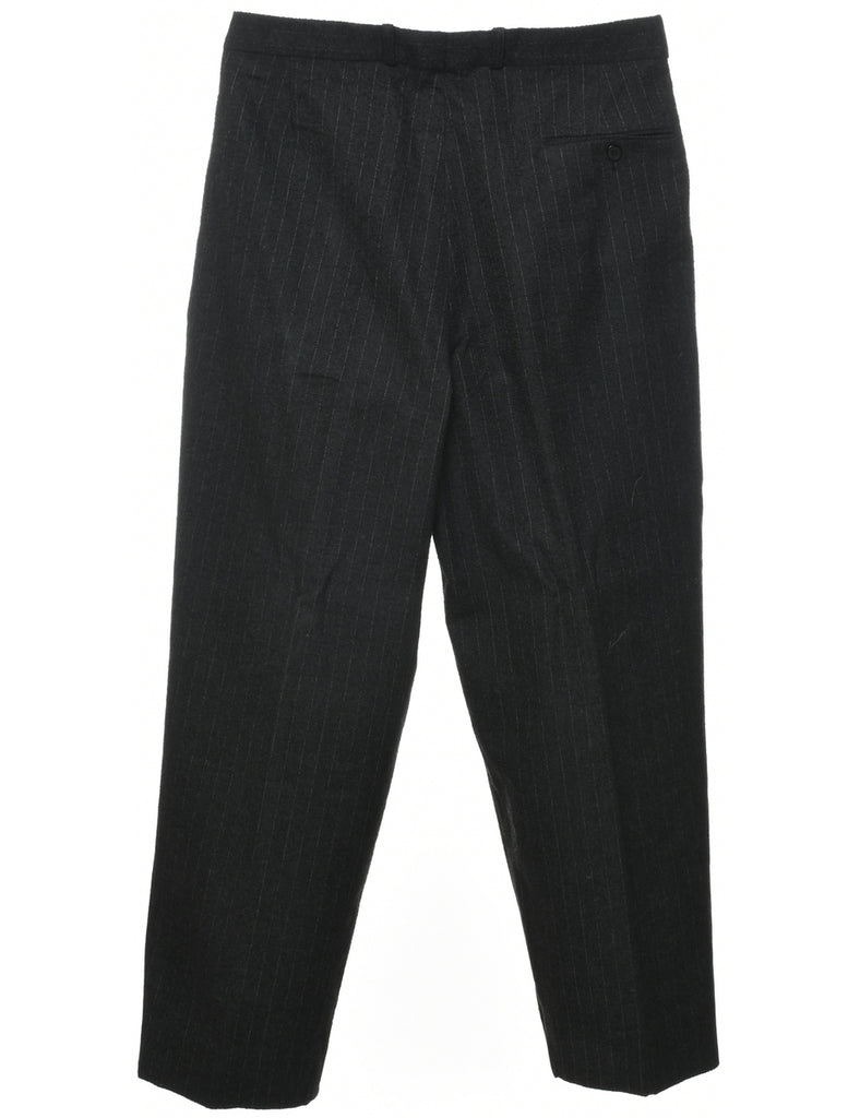 Pinstriped Black Trousers - W34 L30