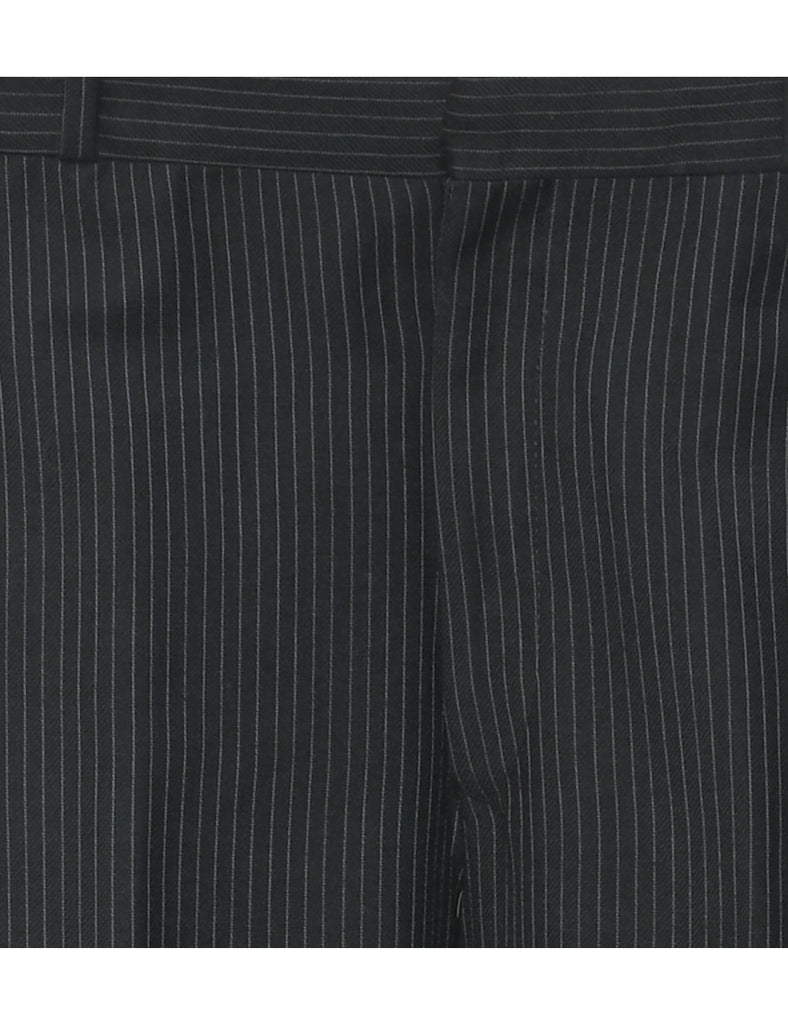 Pinstriped Black Trousers - W33 L31