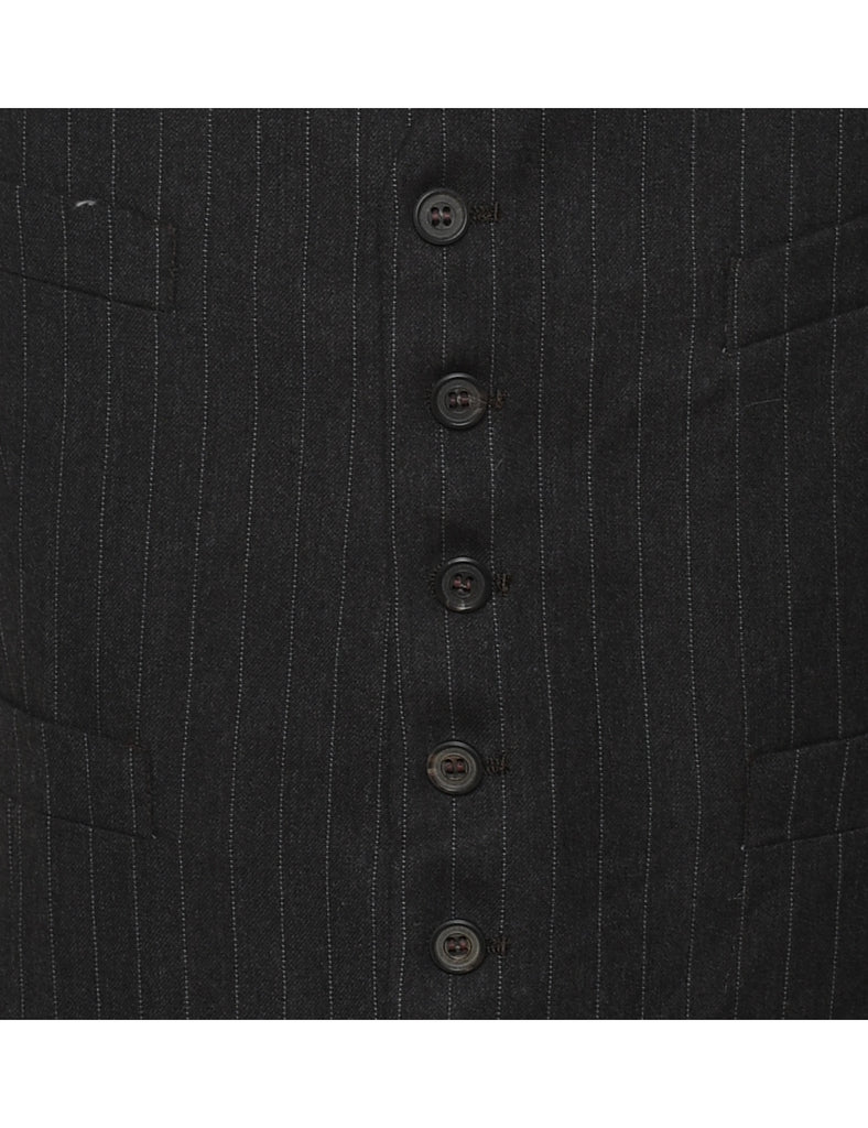 Pinstriped Black Waistcoat - M