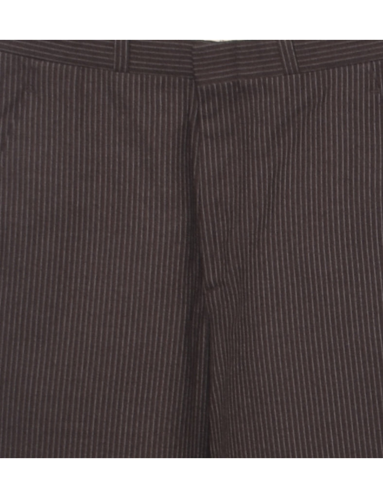 Pinstriped Brown Trousers - W29 L32