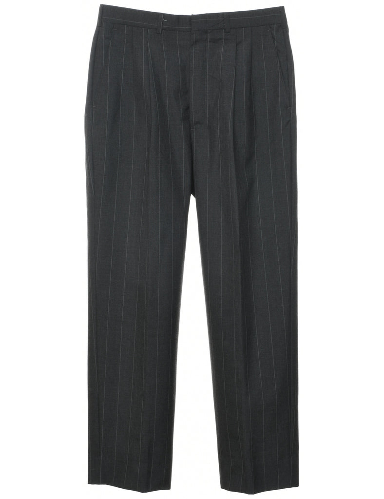 Pinstriped Dark Grey Trousers - W32 L30