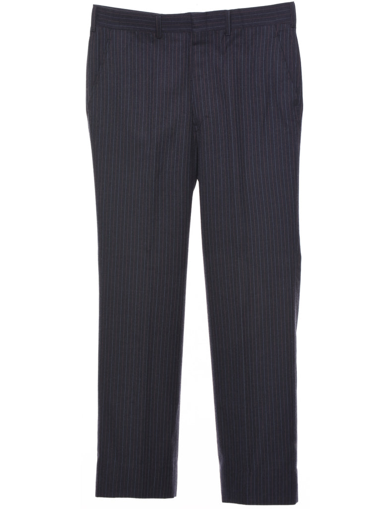 Pinstriped Navy Trousers - W33 L31