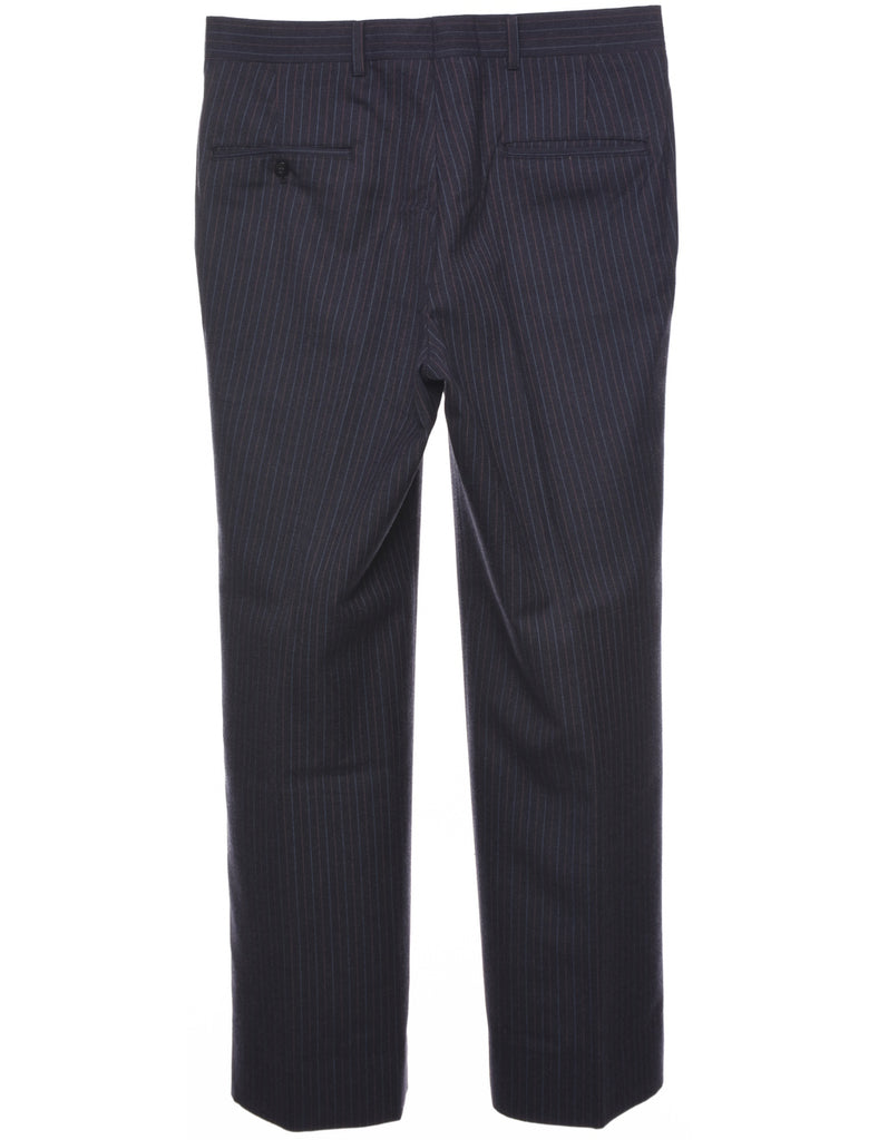 Pinstriped Navy Trousers - W33 L31