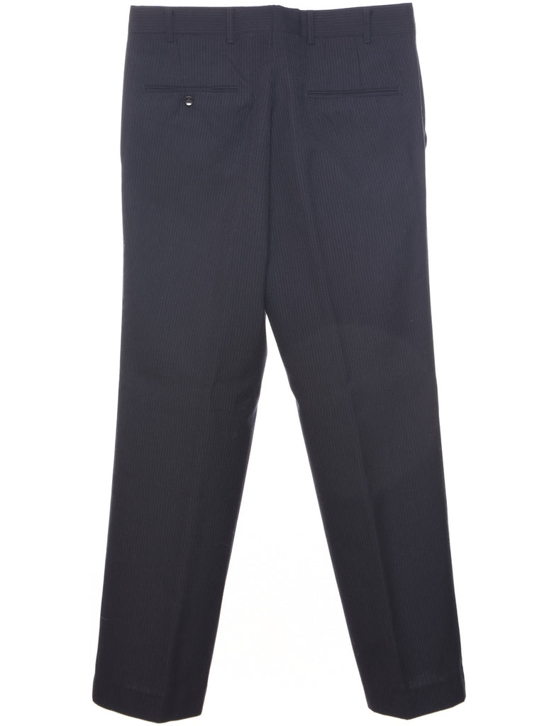 Pinstriped Navy Trousers - W33 L30