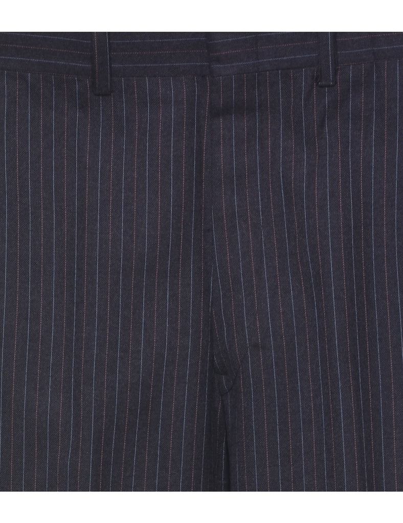 Pinstriped Navy Trousers - W33 L31