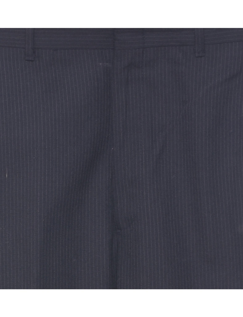 Pinstriped Navy Trousers - W33 L30