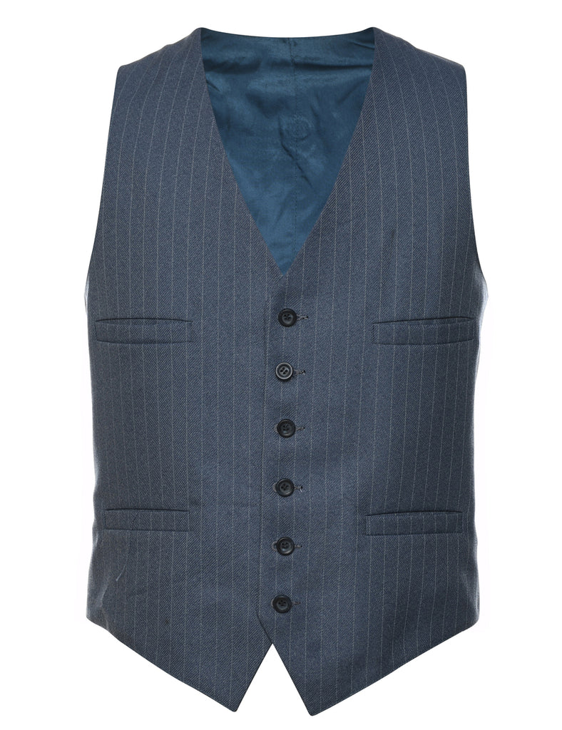 Pinstriped Navy Waistcoat - L