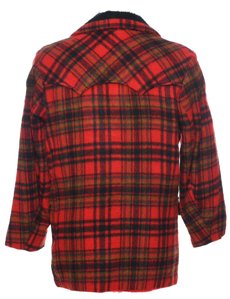 Plaid Wool Coat - M