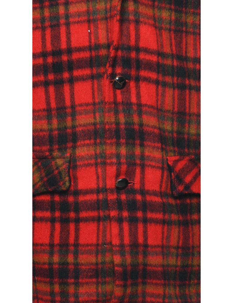 Plaid Wool Coat - M