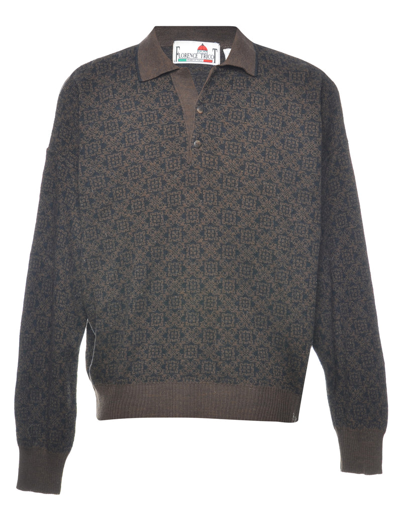 Plain Brown & Black Jumper - L