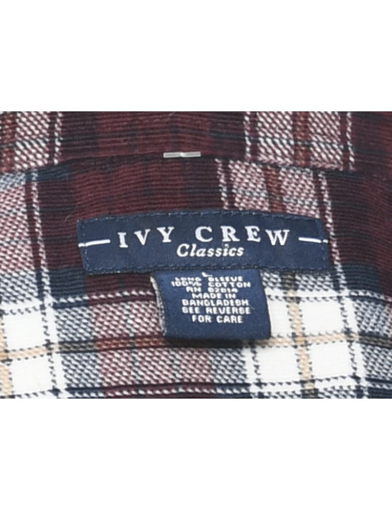 Plum Corduroy Checked Shirt - L