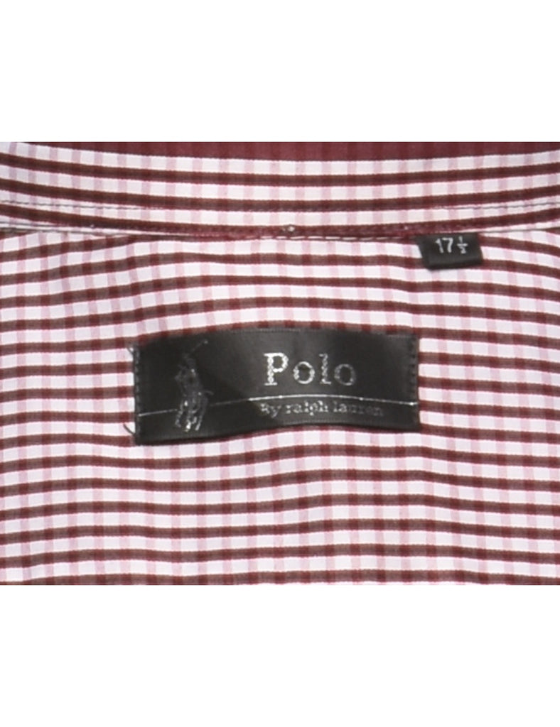 Polo Ralph Lauren White & Maroon Checked Shirt - XL