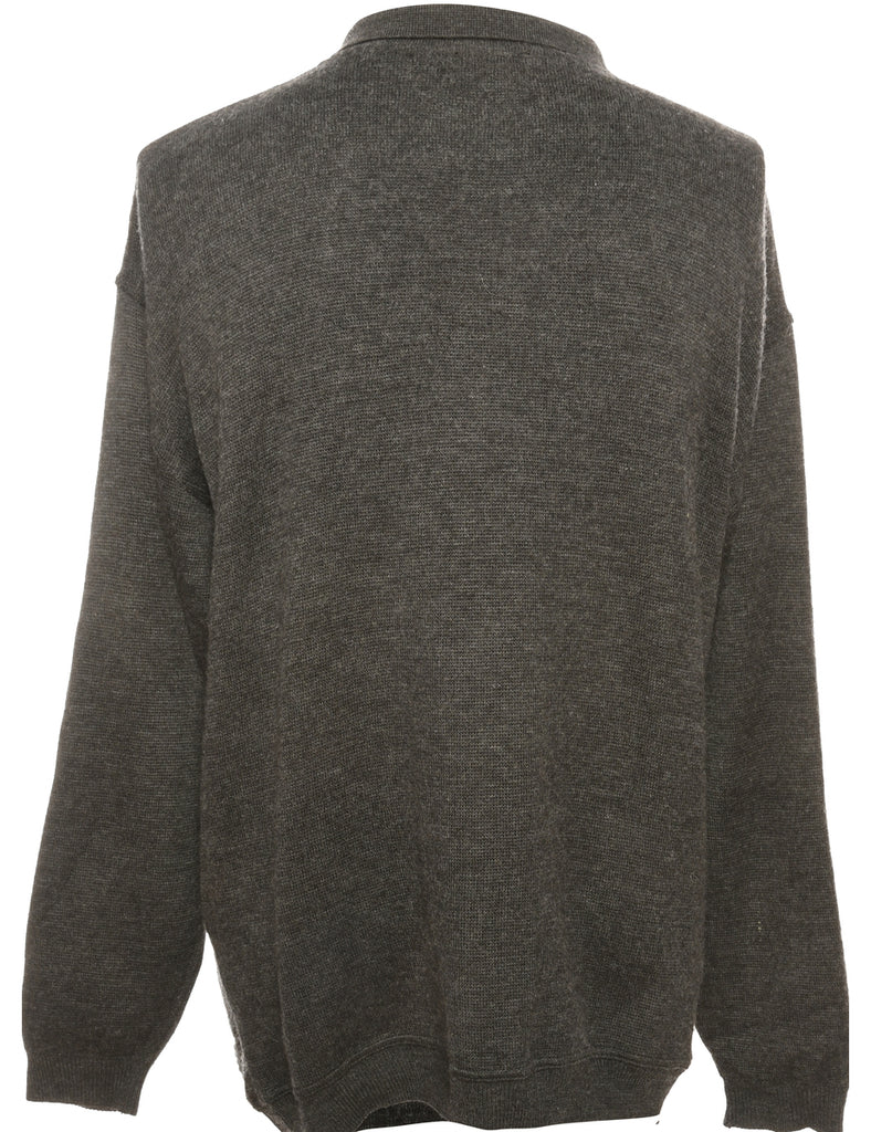 Quarter Zip Dark Grey Cardigan - L