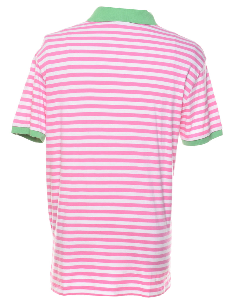 Ralph Lauren Pink & Green Striped Polo Shirt - XL