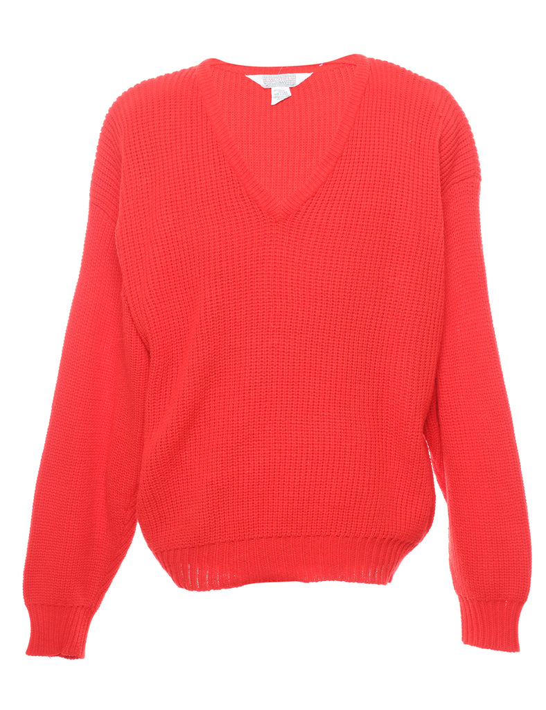 Red Cable Knit Jumper - XL