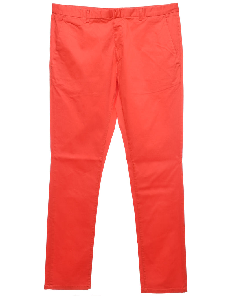 Red Classic Straight-Fit Trousers - W34 L32