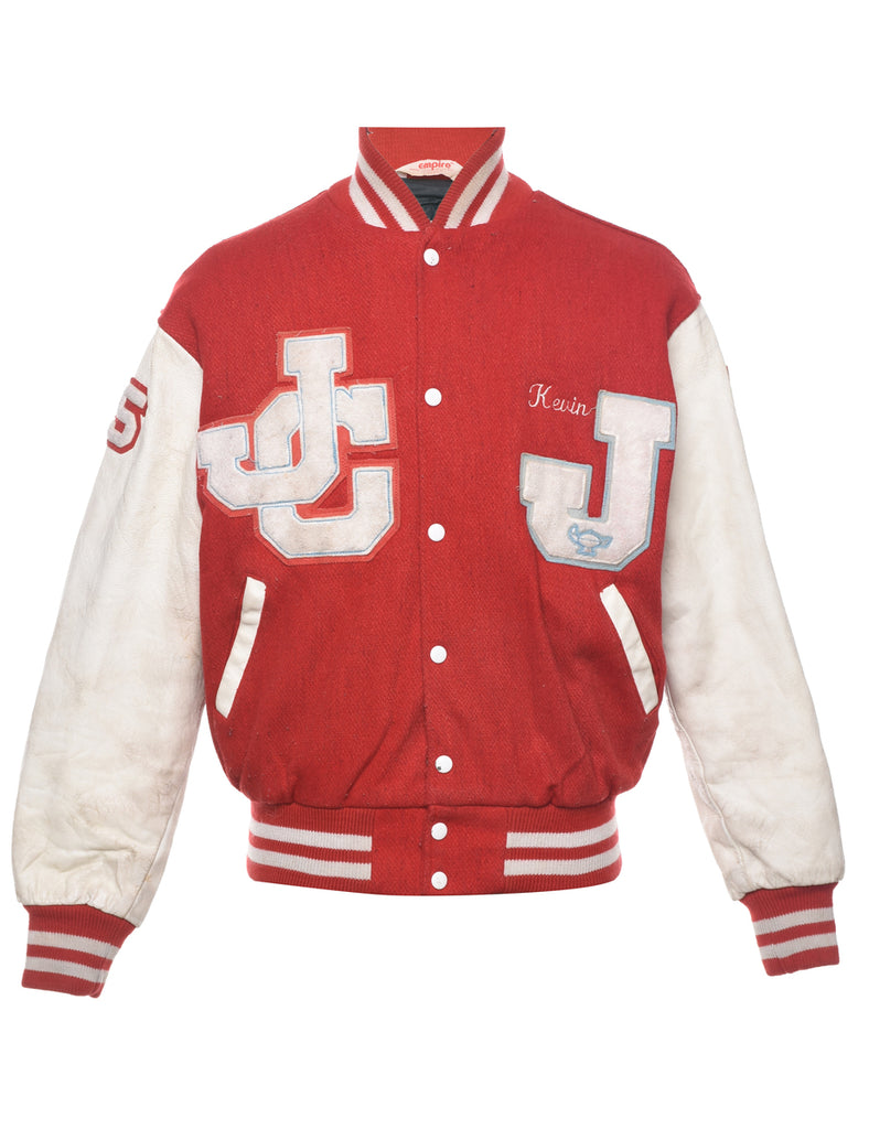 Red Letterman Bomber Jacket - L