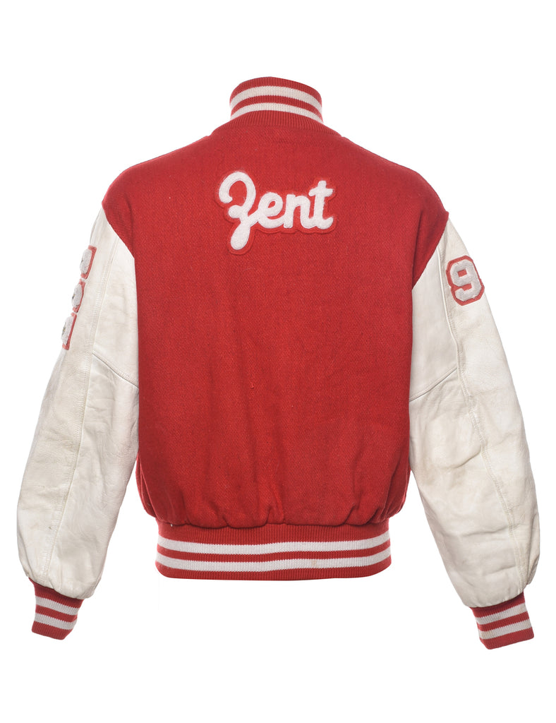 Red Letterman Bomber Jacket - L