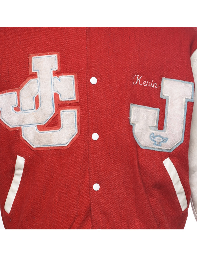 Red Letterman Bomber Jacket - L