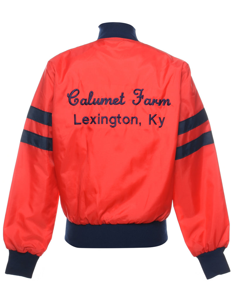 Red & Navy Contrast Bomber Jacket - S