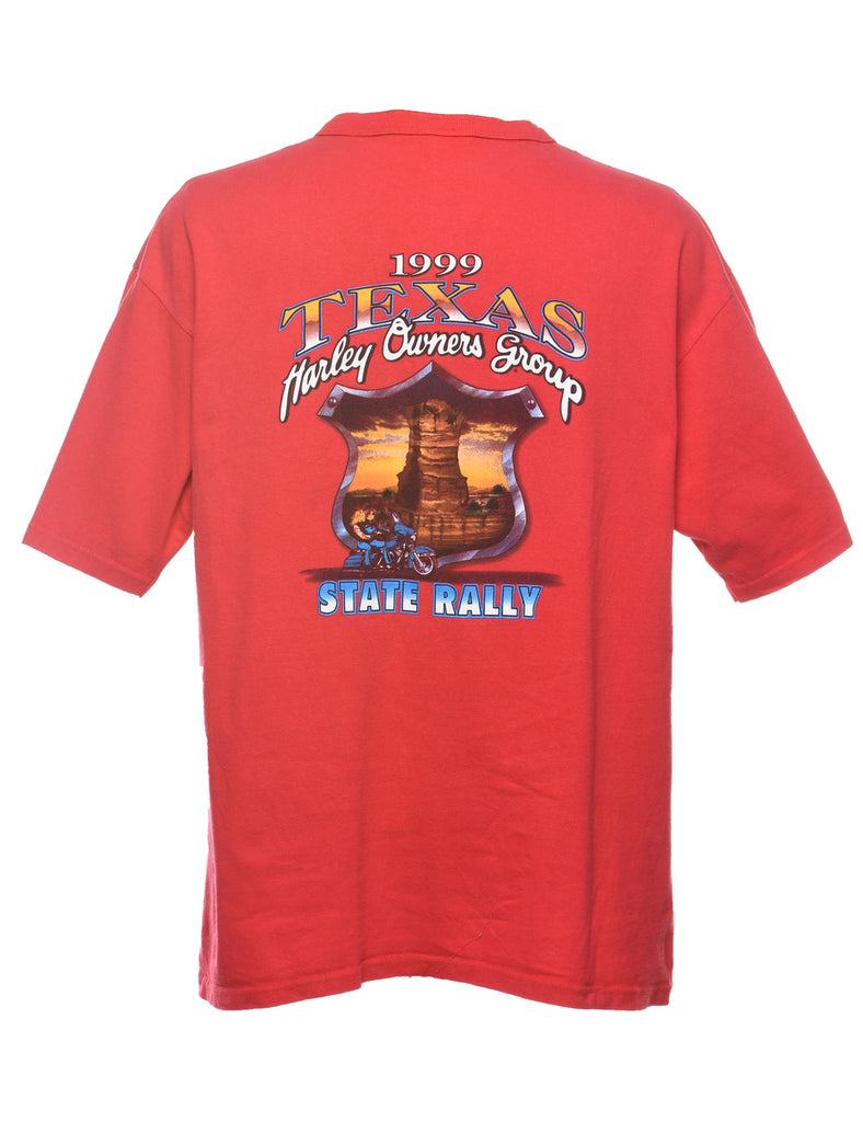 Red Printed Texas Design T-Shirt - XL