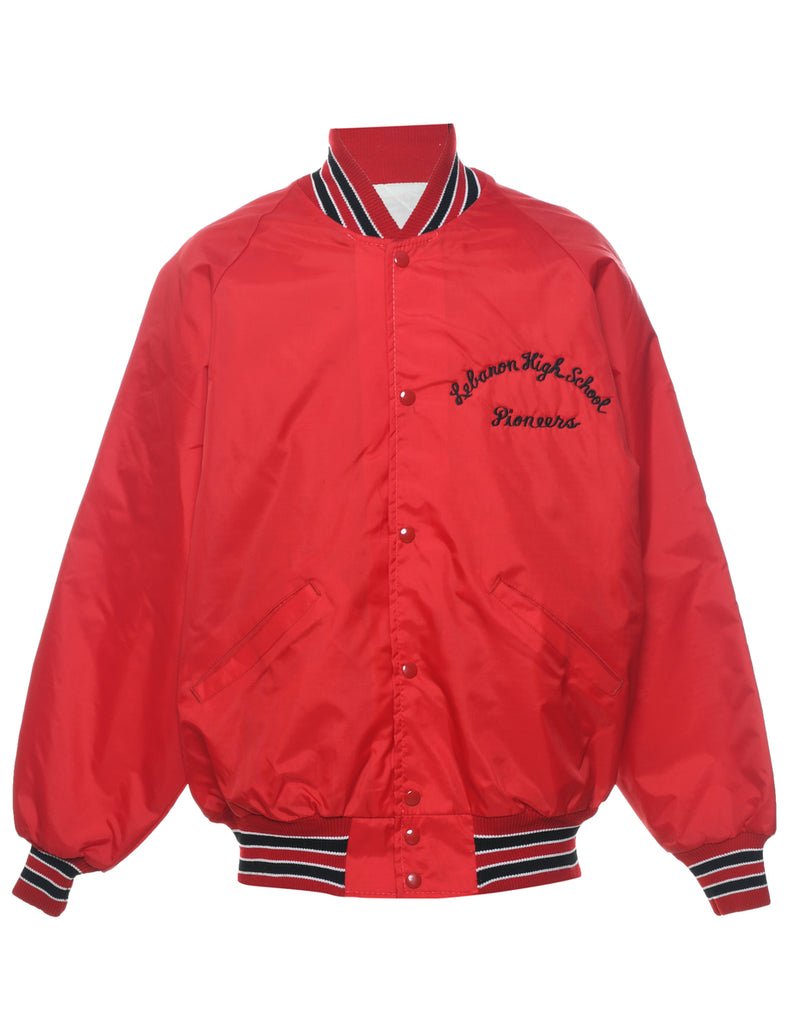 Red & Red Embroidered Bomber Jacket - L