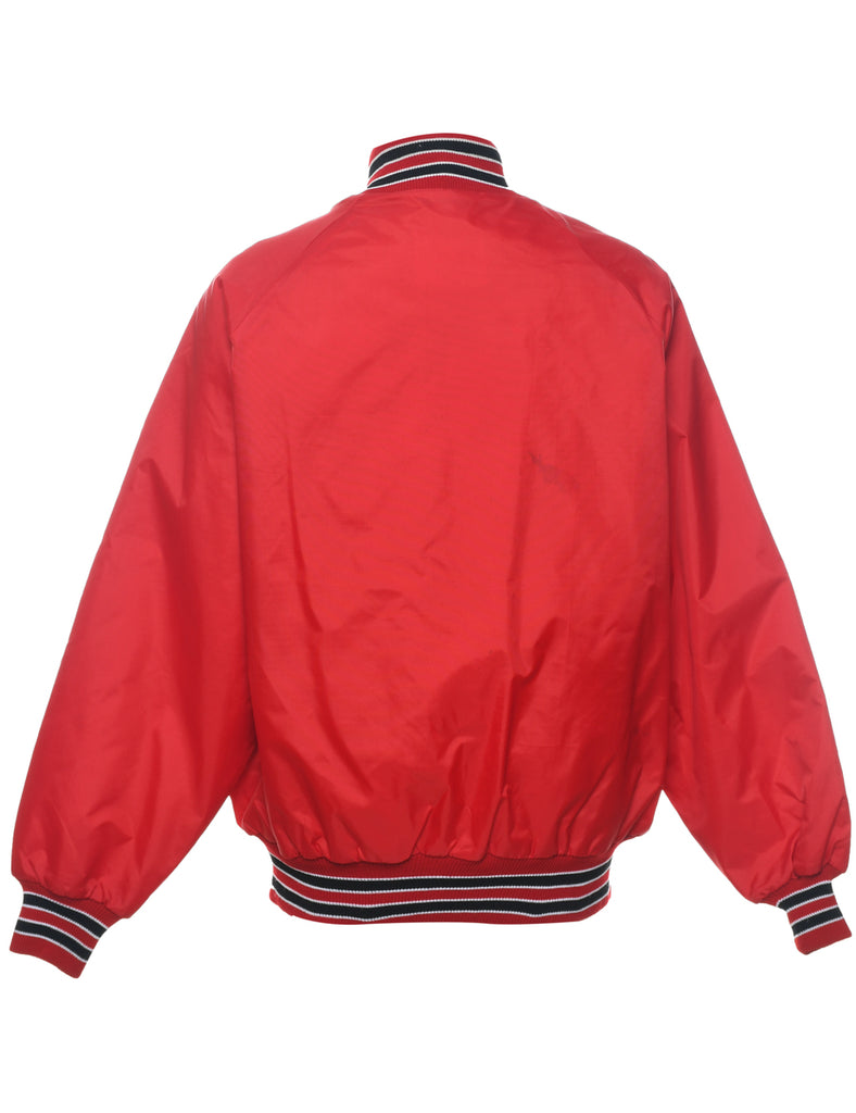 Red & Red Embroidered Bomber Jacket - L