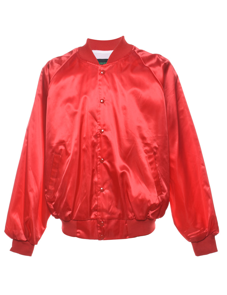 Red Silky Nylon Bomber Jacket - XL