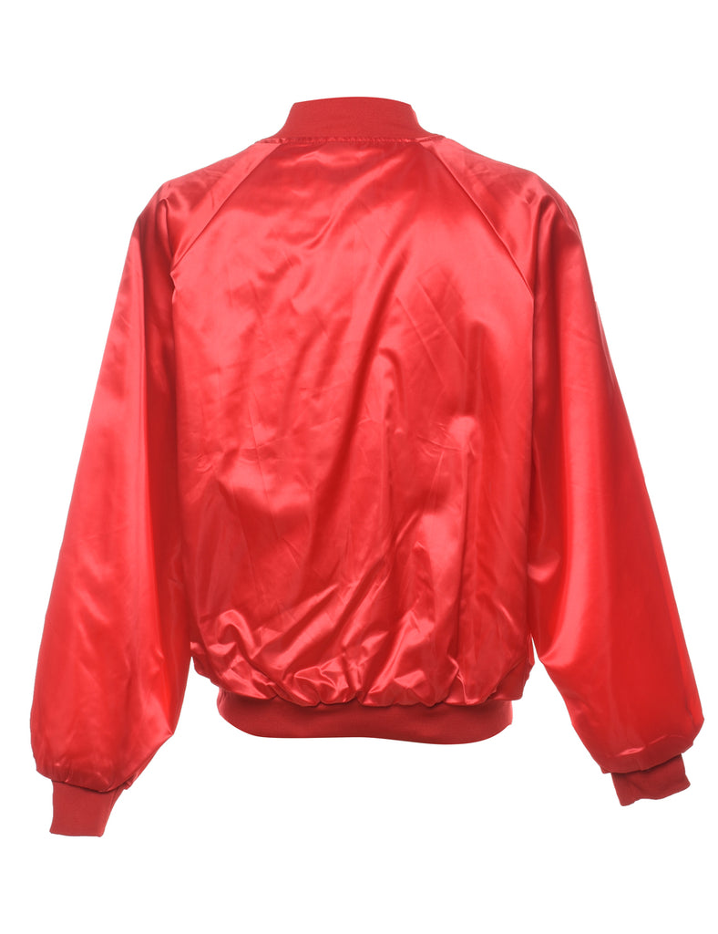 Red Silky Nylon Bomber Jacket - XL