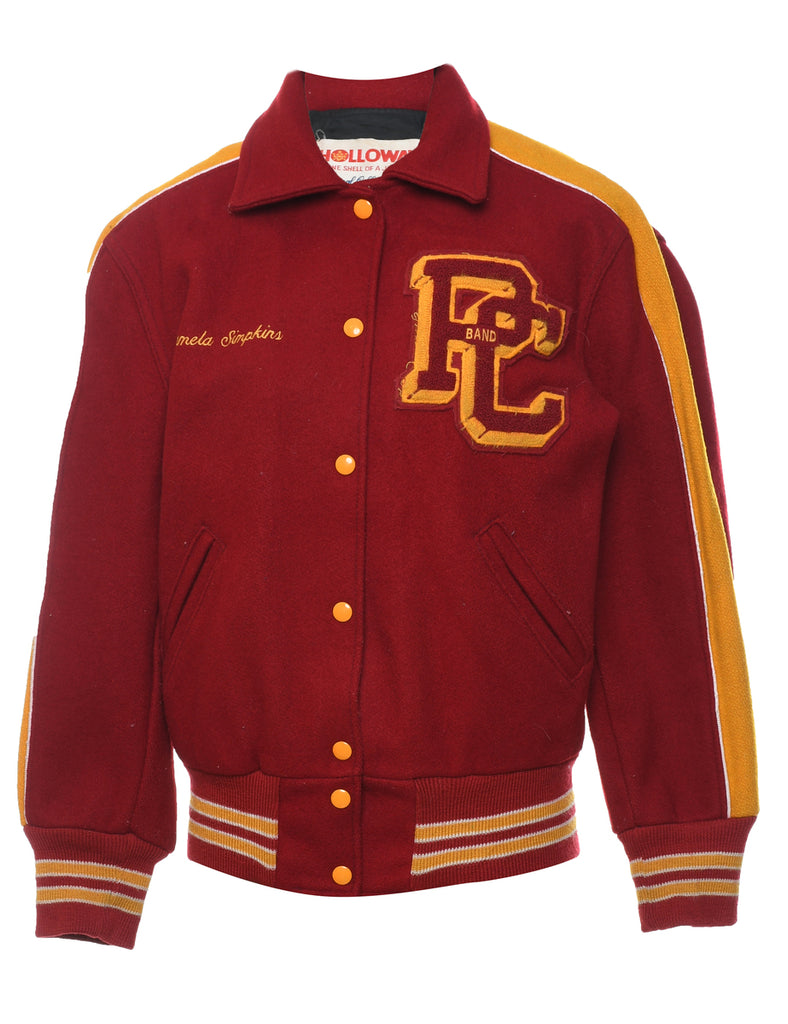 Red & Yellow 1980s Embroidered Cougar Band 1980s Varsity Jacket - M