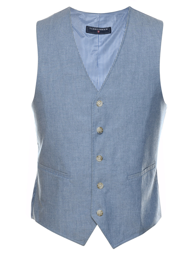 Saddlebred Light Blue & White Gingham Waistcoat - M