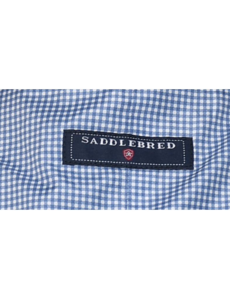 Saddlebred Light Blue & White Gingham Waistcoat - M