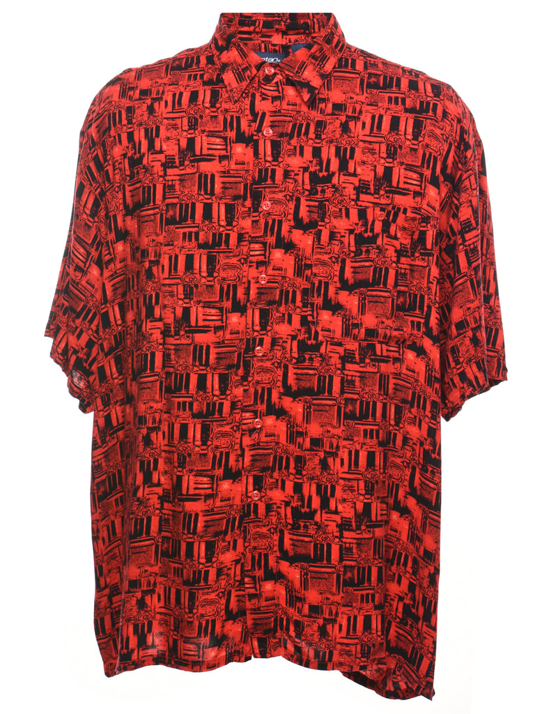 Short Sleeve Black & Red Patterned Shirt - XL