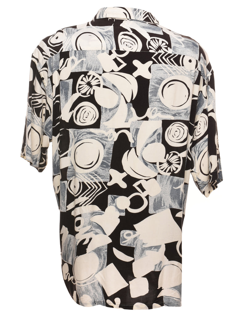 Short Sleeve Black & White Abstract Design Shirt - XL