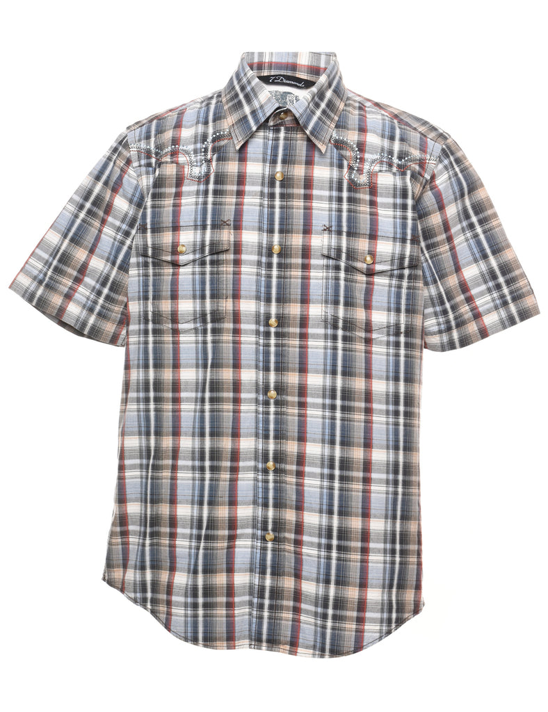 Short Sleeve Checked Shirt - M