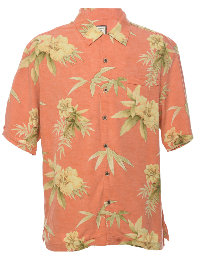 Silk Floral Hawaiian Shirt - M