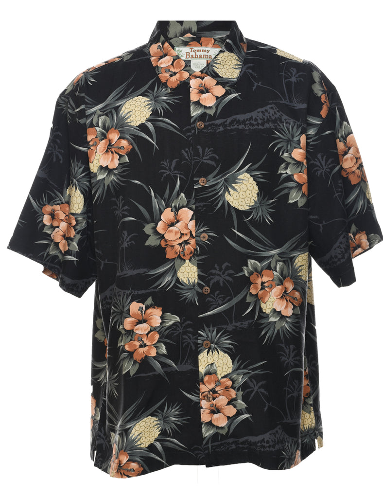 Silk Fruit Print Hawaiian Shirt - L