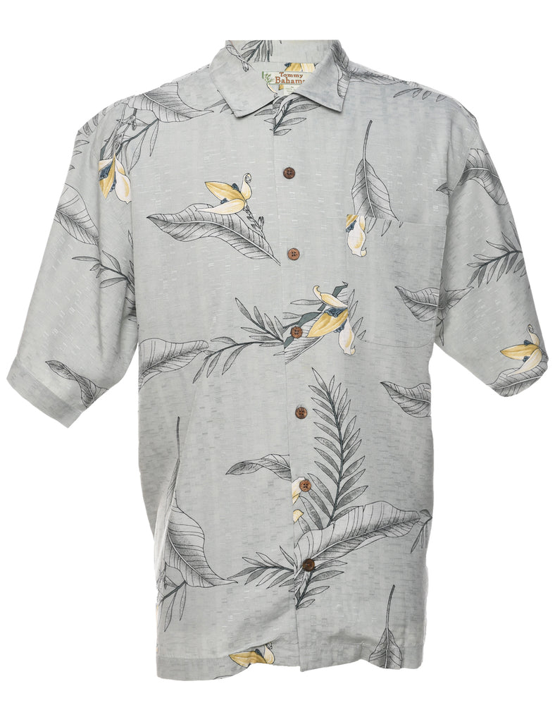 Silk Leafy Print Hawaiian Shirt - M