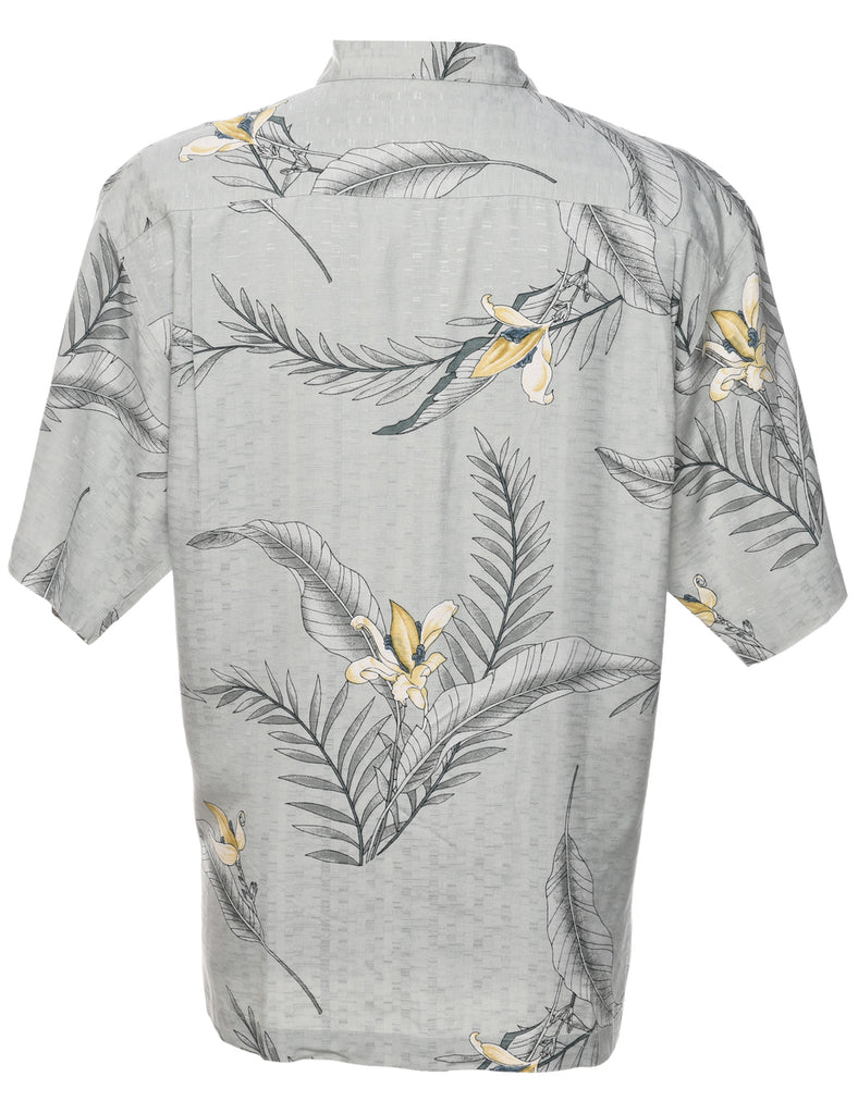 Silk Leafy Print Hawaiian Shirt - M