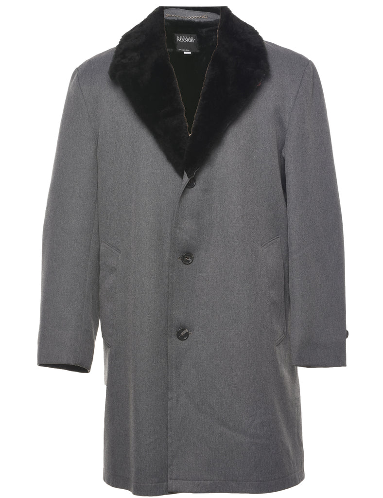 Single Breasted Fur Collar Coat - XL