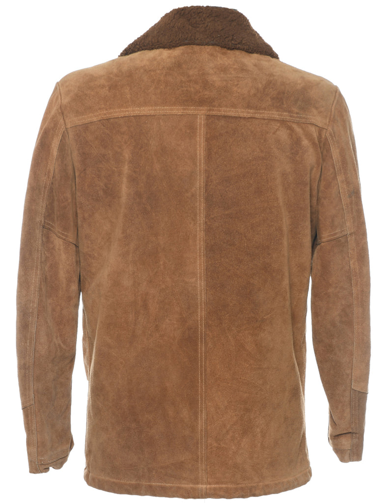 Single Breasted Shearling Suede Jacket - L