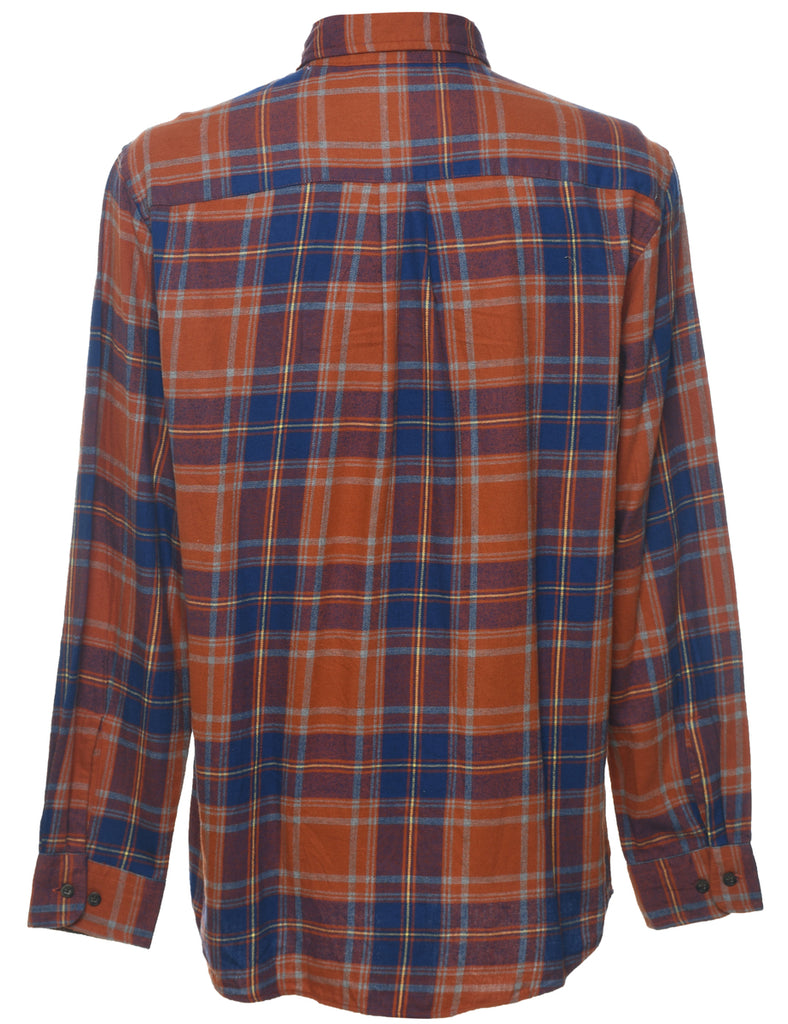 St John's Bay Burnt Orange & Blue Checked Shirt - M