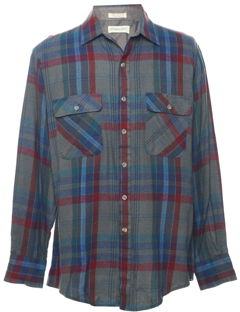 St John's Bay Checked Multi-Colour Flannel Shirt - L