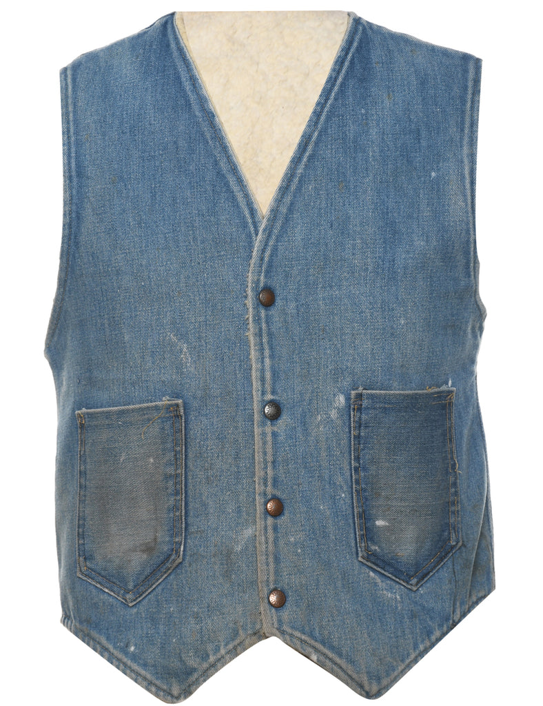 Stone Wash Denim Jacket Vest - M