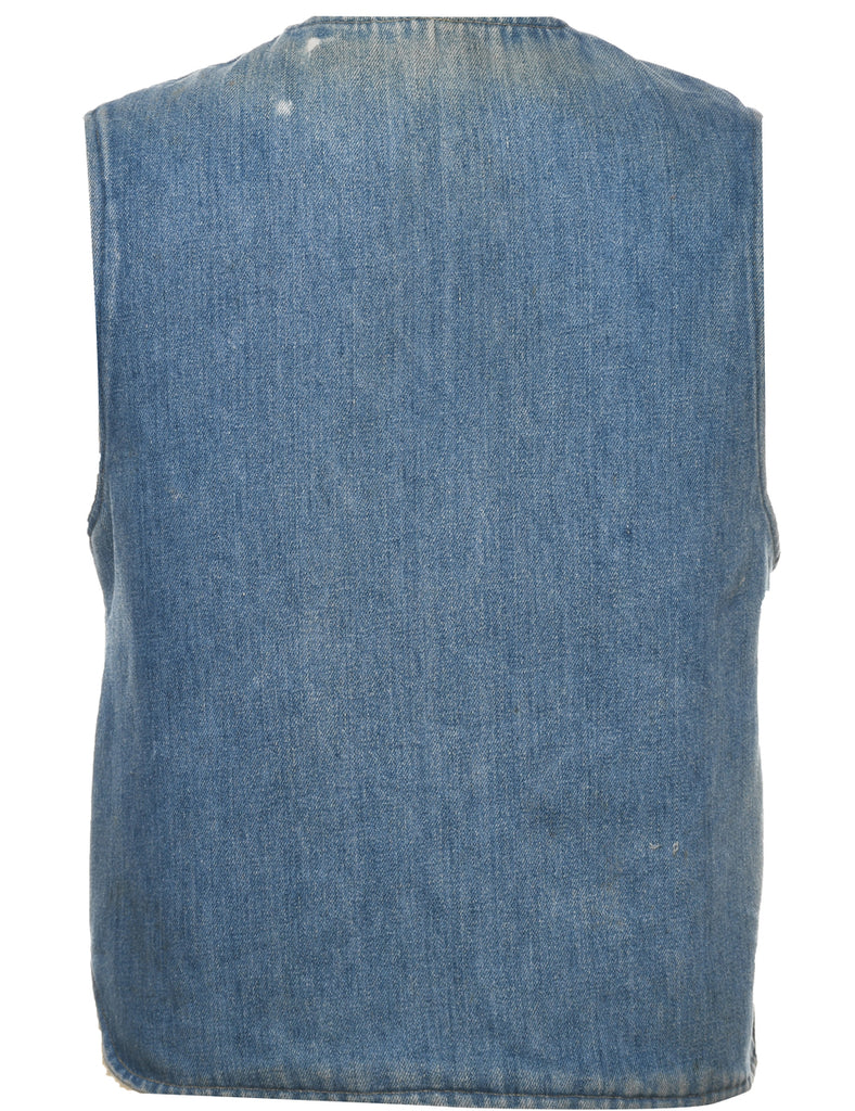 Stone Wash Denim Jacket Vest - M